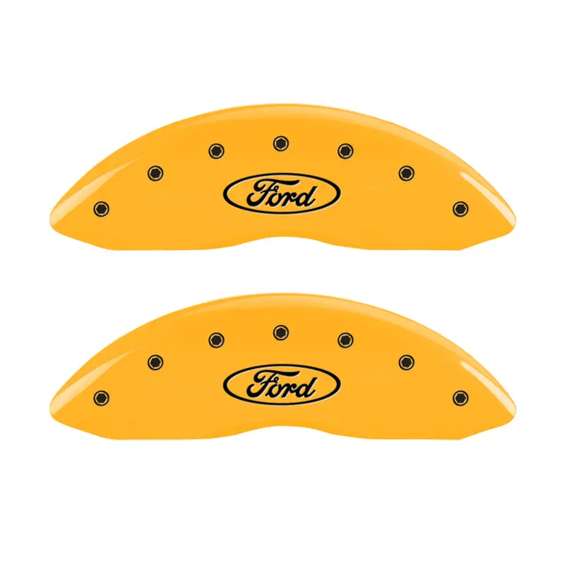 Mgp Engraved 4-Piston Caliper Covers For 2006 Ford F-350 Super Duty – Yellow Finish With Black Charcoal Accents 1