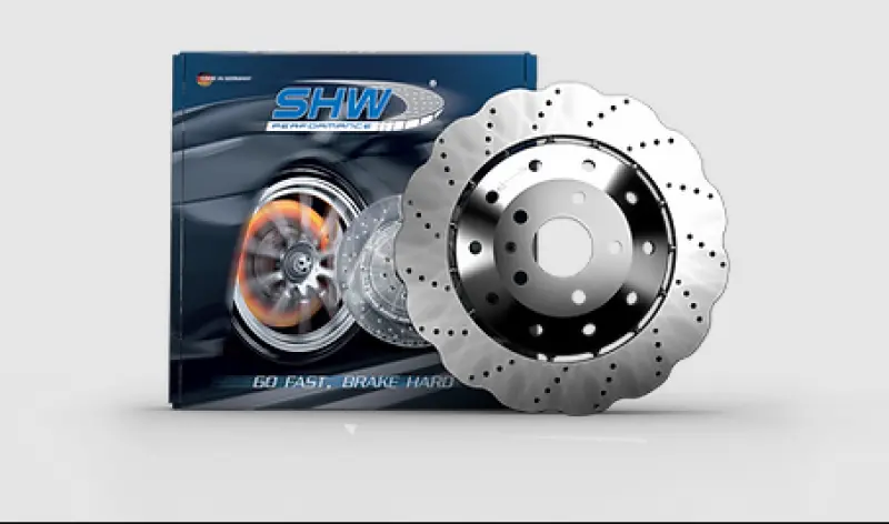 Shw Cross-Drilled Wavy Rear Brake Rotors For 2014–2018 Audi Rs7 4.0L 1
