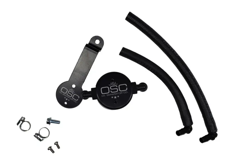J&L 2016+ Toyota Tacoma 3.5L Driver Side Oil Separator 3.0 - Black Anodized 1