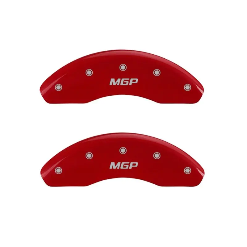 Mgp Engraved Front Brake Caliper Cover Set – Dual-Piece Design, Red Finish With Silver Chrome Highlights 1