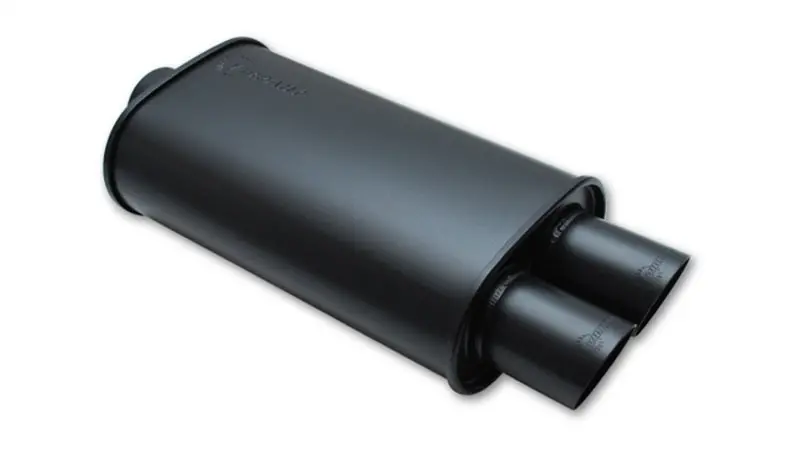 Vibrant Streetpower Flat Black Oval Muffler – 4" Inlet Id, Dual 3" Stainless Steel Outlets 1