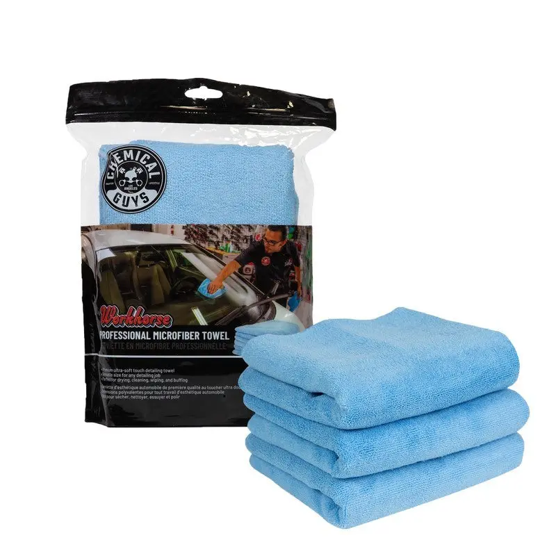 Chemical Guys Workhorse Professional Microfiber Towels – 16×16 Inches, Blue, 3-Pack (P16) 1