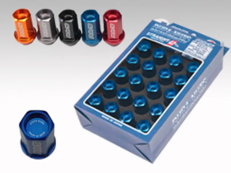 Rays Dura-Nut L42 Straight-Type Lug Nut Set – 14×1.50, 16-Piece With 4 Lock Nuts (Blue) 1