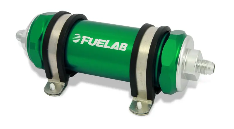 Fuelab 858 Inline Fuel Filter – -6 An Inlet / -10 An Outlet, 10-Micron Fabric Element With Integrated Check Valve (Green) 1