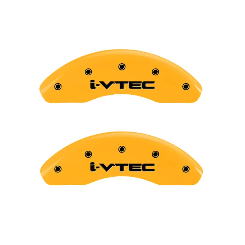 Mgp Engraved Brake Caliper Covers For 2005 Honda Accord I-Vtec – Front And Rear Pair, Yellow Finish With Black Chrome Trim 1